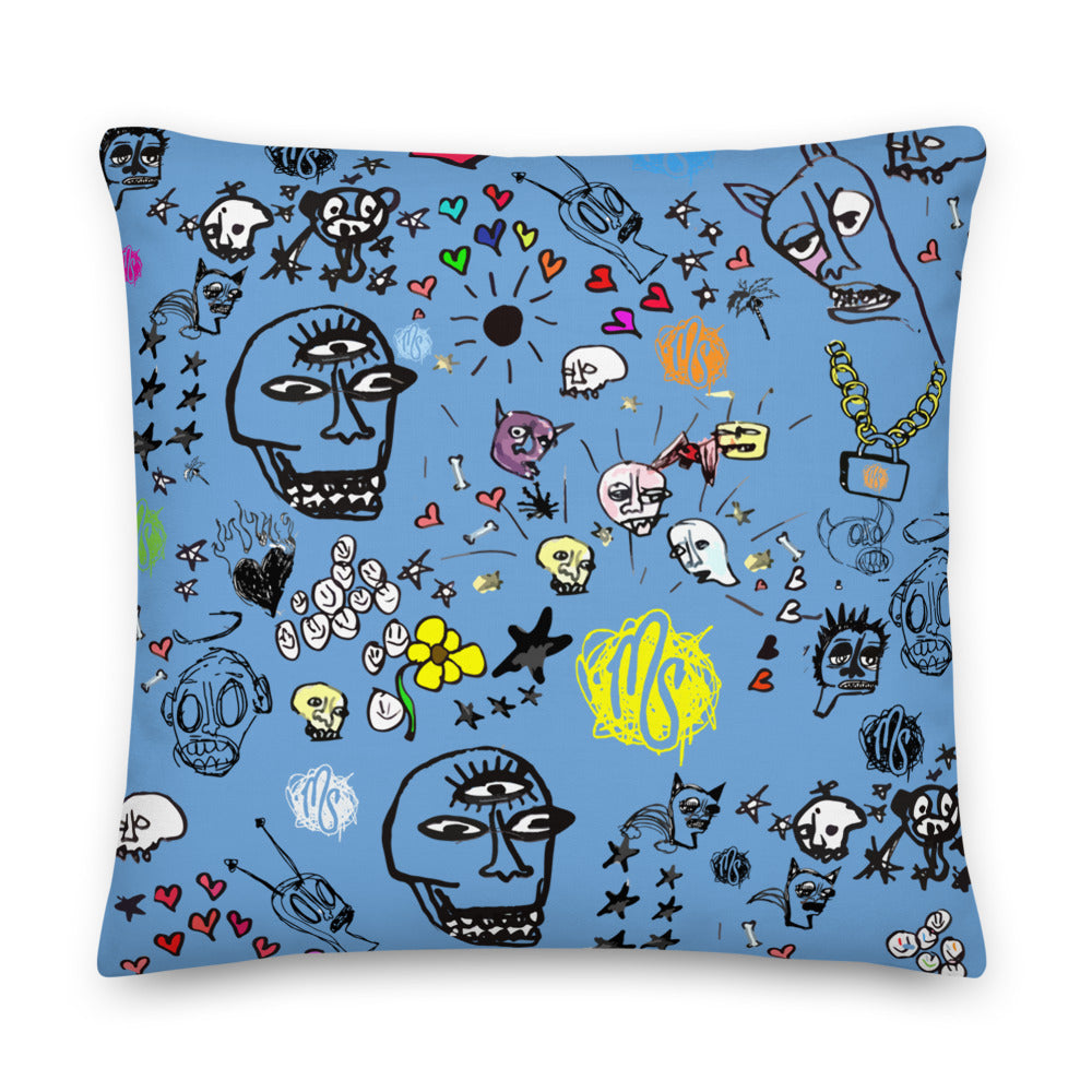 Art All Over Premium Blue Pillow