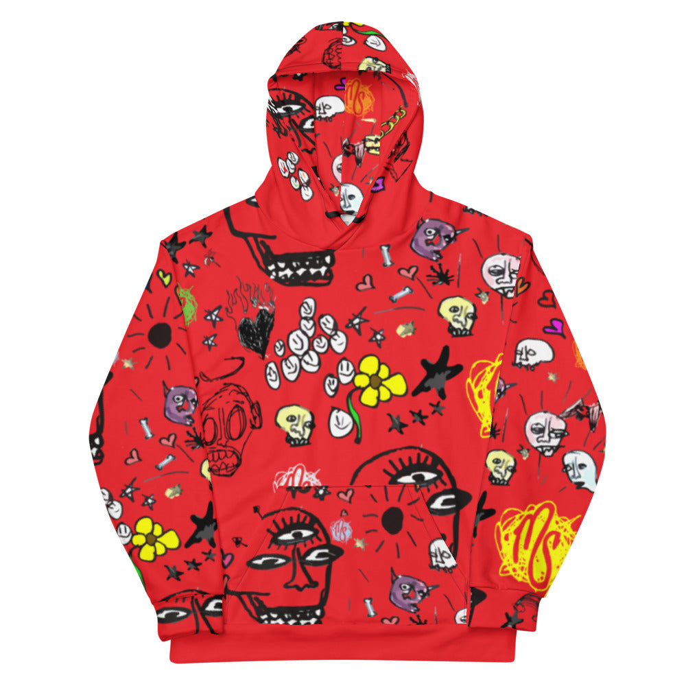 Art All Over Red Hoodie