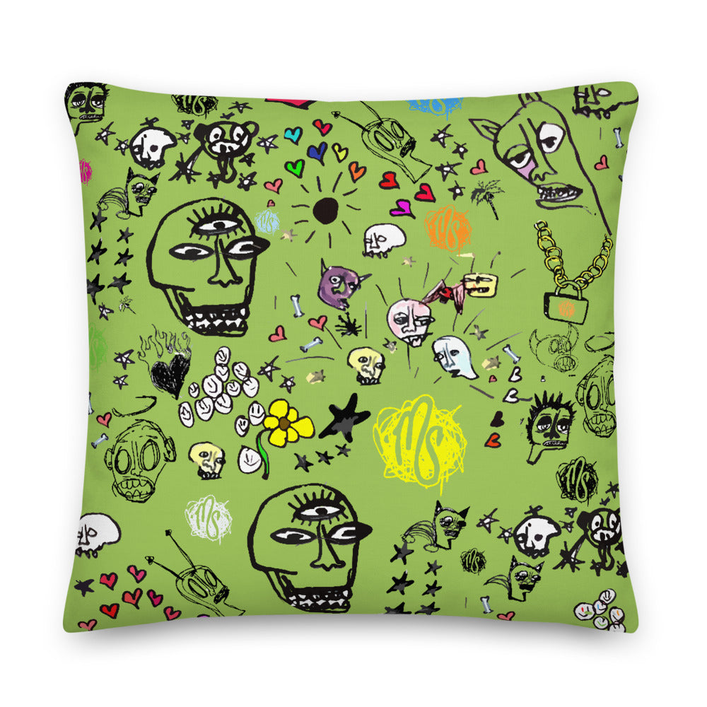 Art All Over Green Premium Pillow