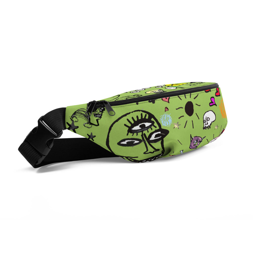 Art All Over Green Fanny Pack