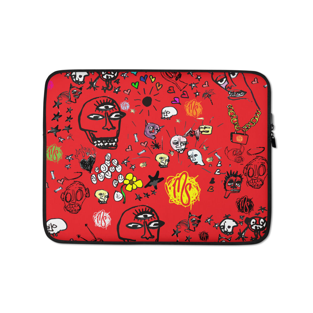 Art All Over Red Laptop Sleeve