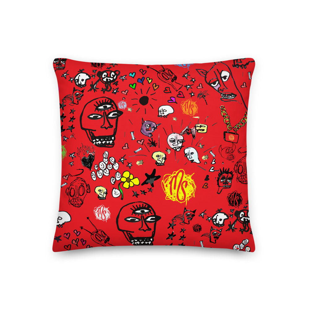 Art All Over Red Premium Pillow
