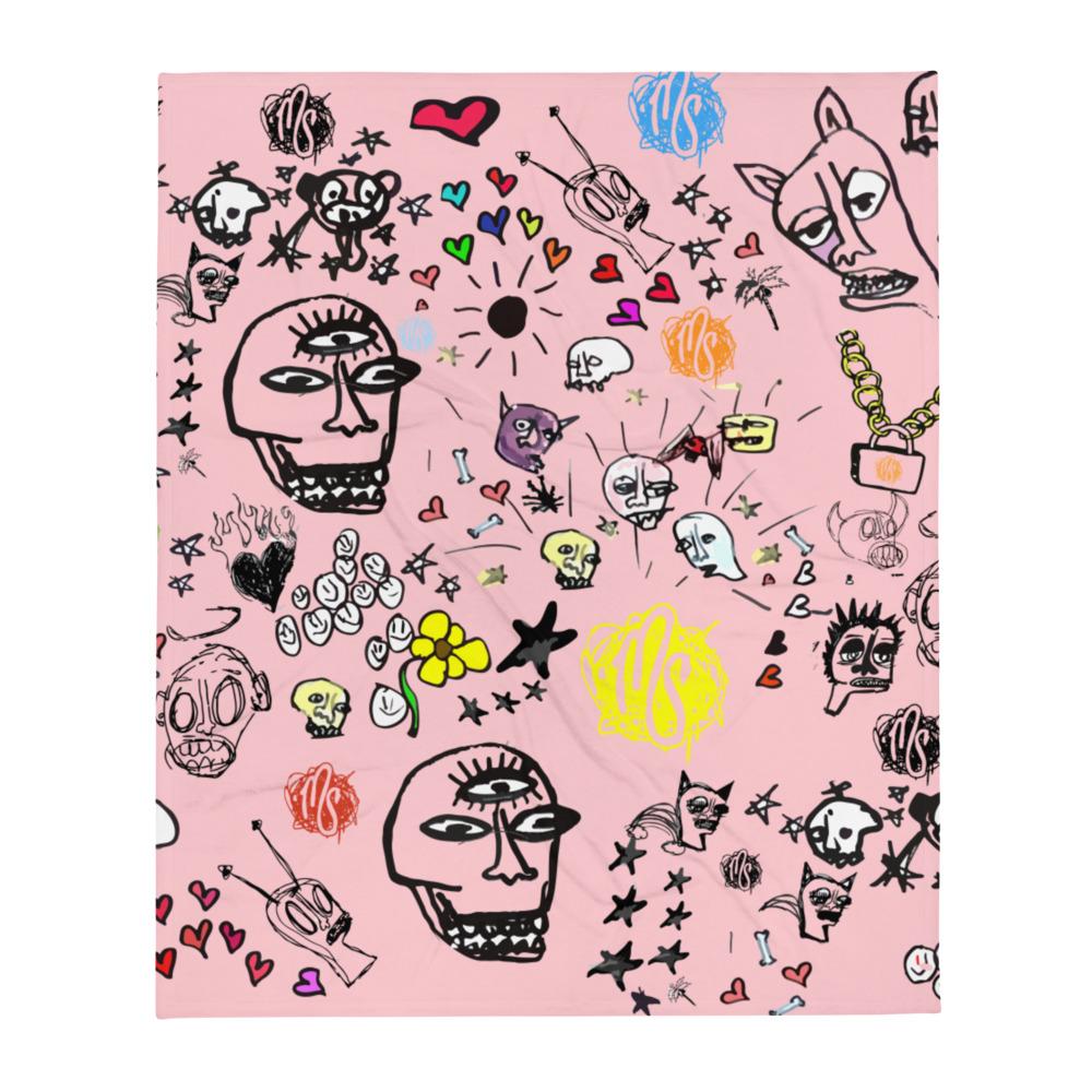 Art All Over Pink Throw Blanket